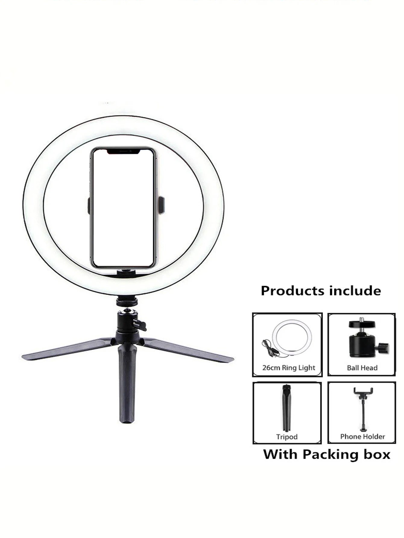 Ring Light + Tripod Stand (26 cm)